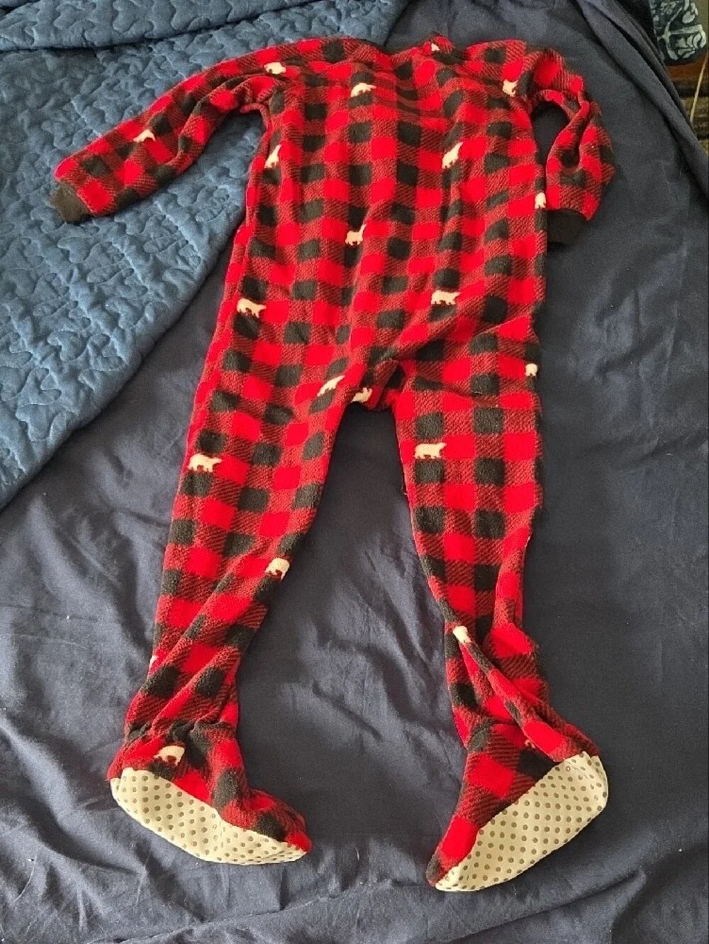 Red Black Buffalo Plaid Footie Pajamas, Size 4t, Carters & Children's Place, 4t